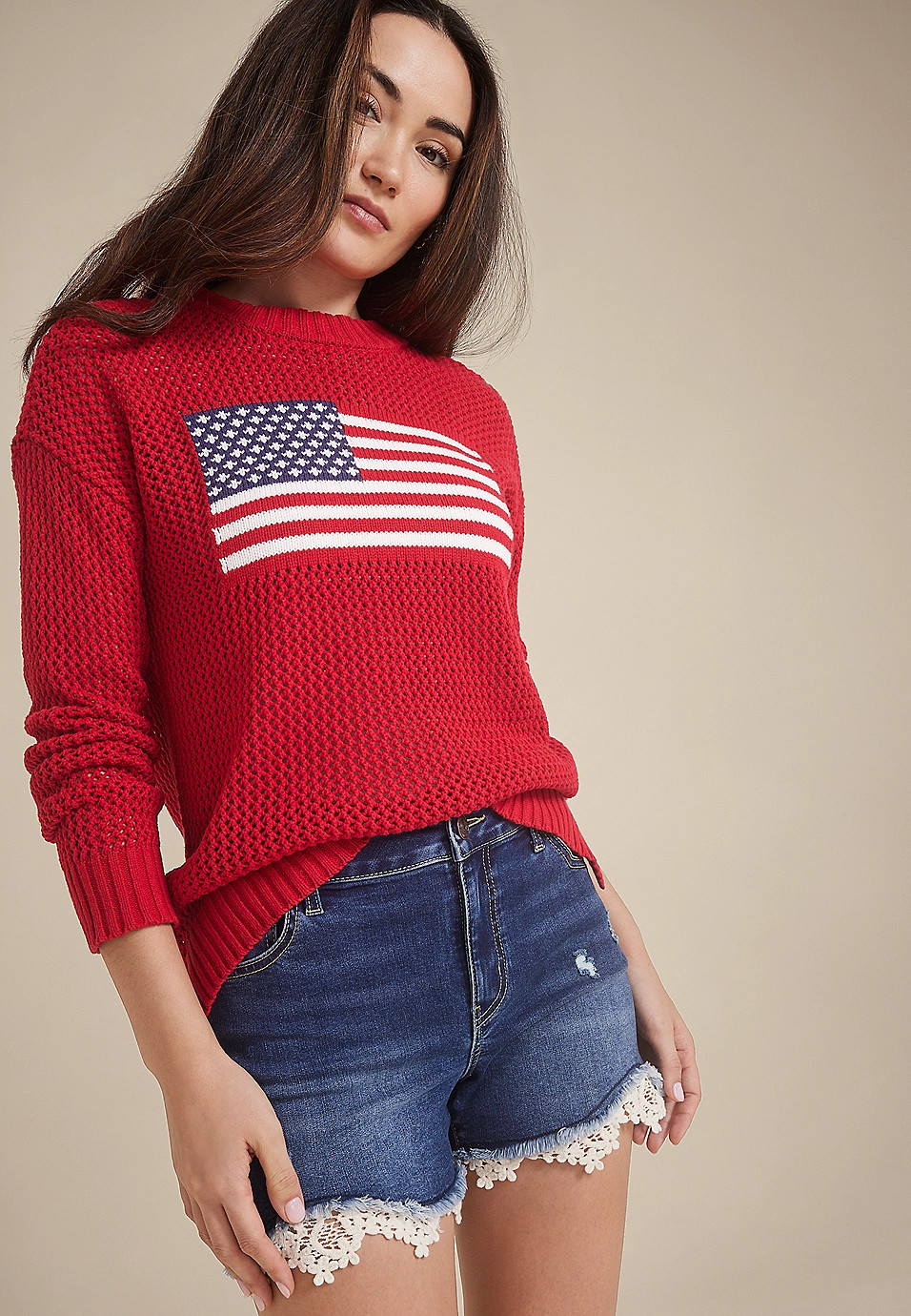 Americana Open Stitch Sweater | Maurices