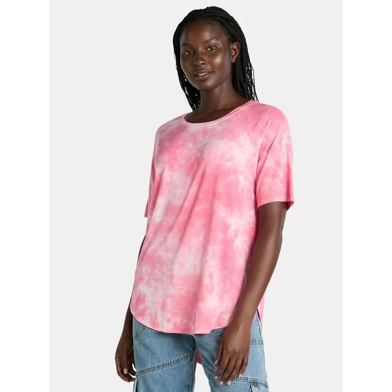Time and Tru Women’s Tunic Tee with Short Sleeves, XS-XXXL | Walmart (US)