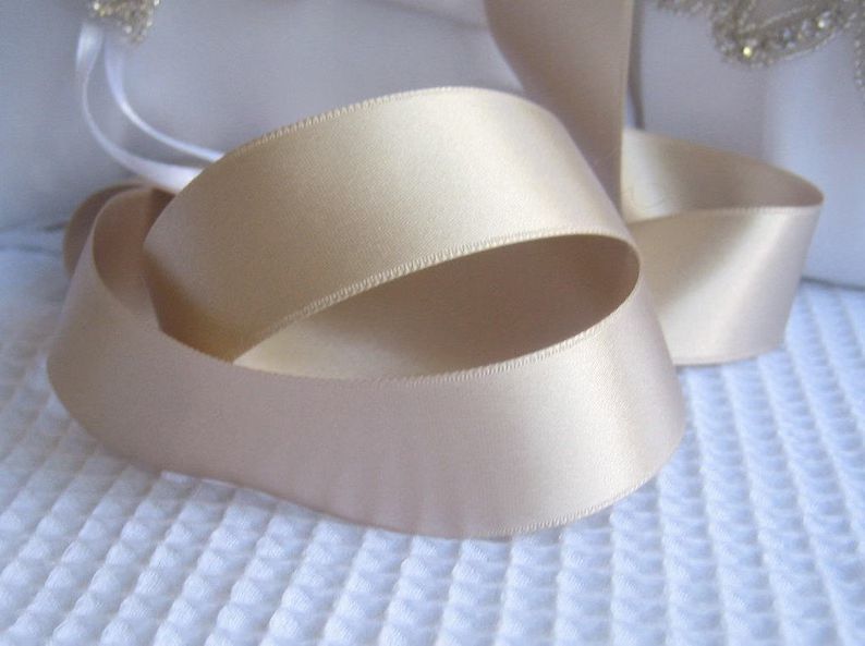 Champagne Satin Ribbon Double Sided 1",  1.5",  2.25" High Quality Satin Weddings, Invitations, S... | Etsy (US)