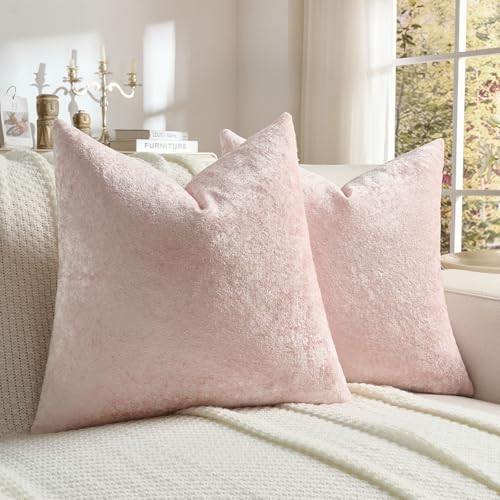 FUTEI Valentine's Day Pink Flannel Throw Pillow Covers 20x20 Inch Set of 2,Soft Crushed Dimensional Textured Cushion Cases,Modern Home Decor for Couch Living Room | Amazon (US)