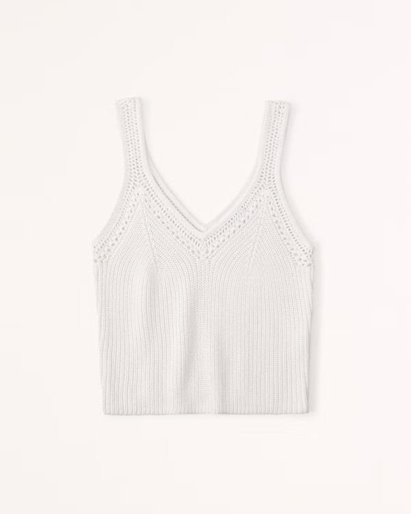 Ribbed Pointelle V-Neck Tank | Abercrombie & Fitch (US)