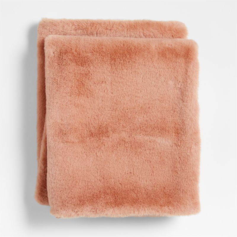 Terracotta Pink Faux Fur Baby Stroller Blanket + Reviews | Crate & Kids | Crate & Barrel