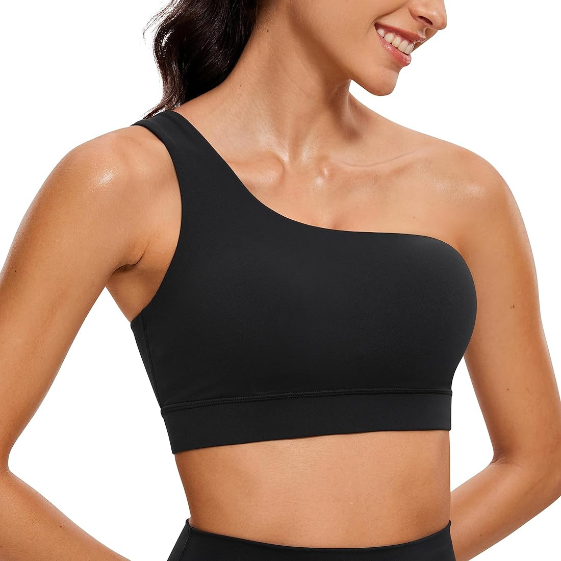 CRZ YOGA Butterluxe Womens One Shoulder Sports Bra - Sleeveless One Strap Low Impact Asymmetrical... | Amazon (US)
