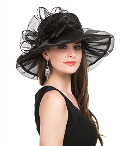 SAFERIN Women's Organza Church Kentucky Derby Fascinator Bridal Tea Party Wedding Hat(GZ-Beige Dot) | Amazon (US)