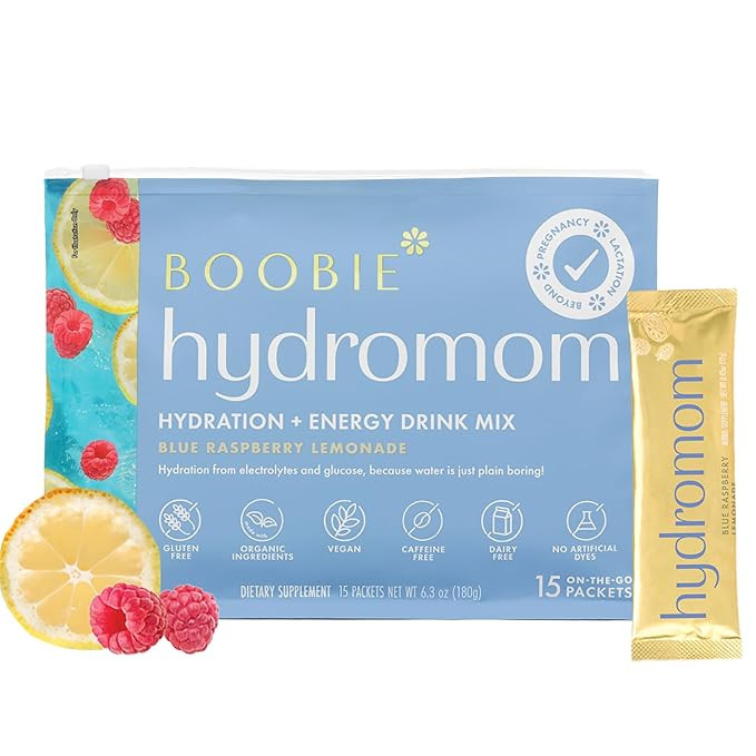 Boobie Hydromom Superfood Electrolyte Drink Mix, Blue Raspberry Lemonade | Refreshing Energy & Hy... | Amazon (US)