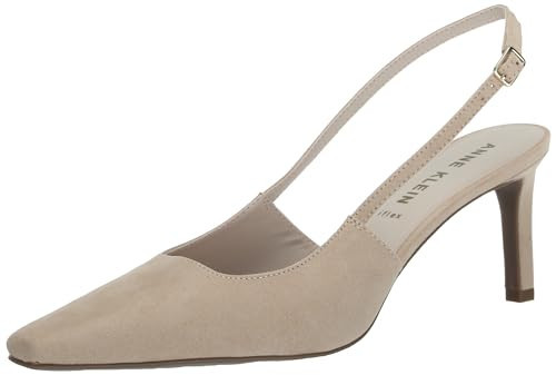 Anne Klein Women's Rosel Slingback Kitten Heel, Beige Suede, 9.5 M | Amazon (US)