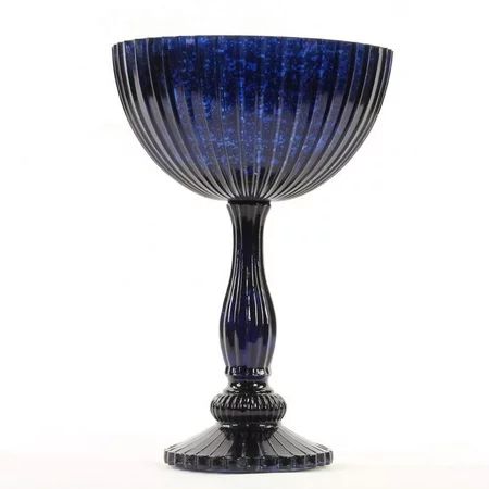 Koyal Wholesale 7"" x 10.5"" Navy Blue Compote Bowl Centerpiece Glass Antique Pedestal Vase, Floral  | Walmart (US)