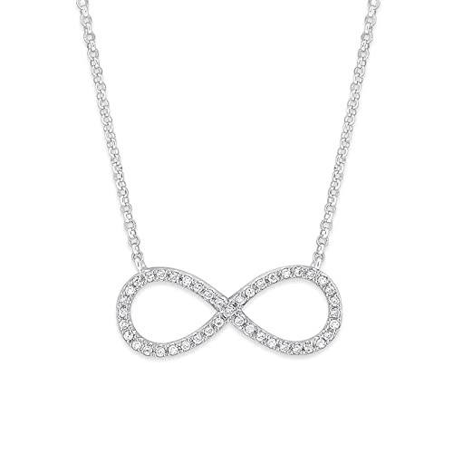 Joy-D Zircon Stone Infinity Necklace Silver Colour - Elegant Gold Necklace for Women, Fashion Accessories, Sophisticated Design, Durable Quality | Amazon (US)