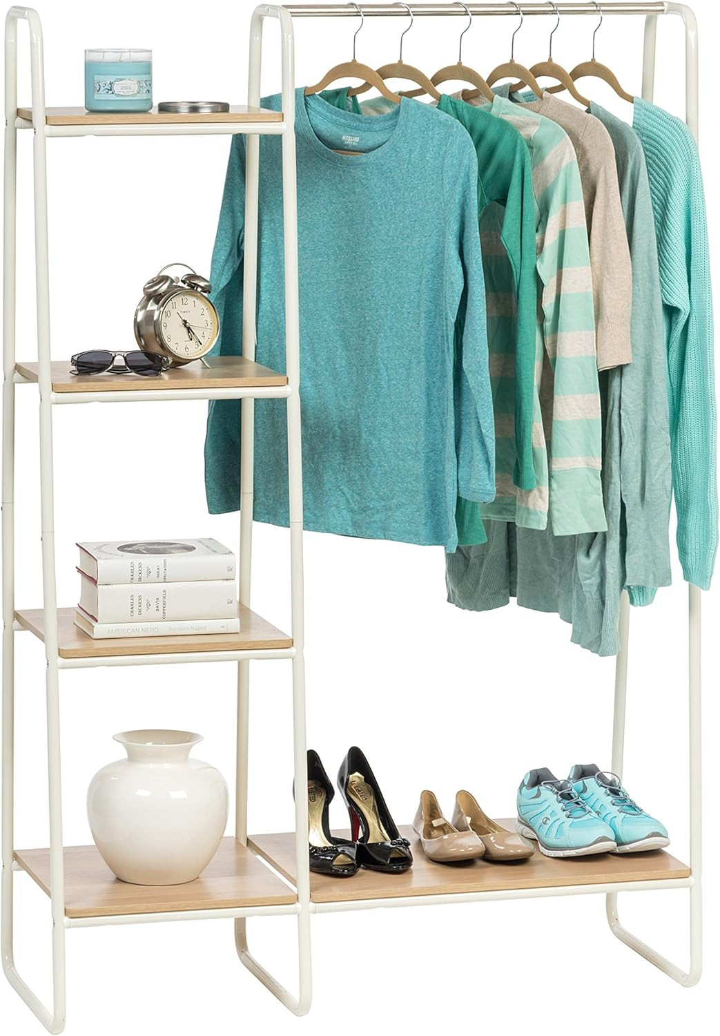 IRIS USA PI-B3 Metal Garment Rack with Shelves, White | Amazon (US)