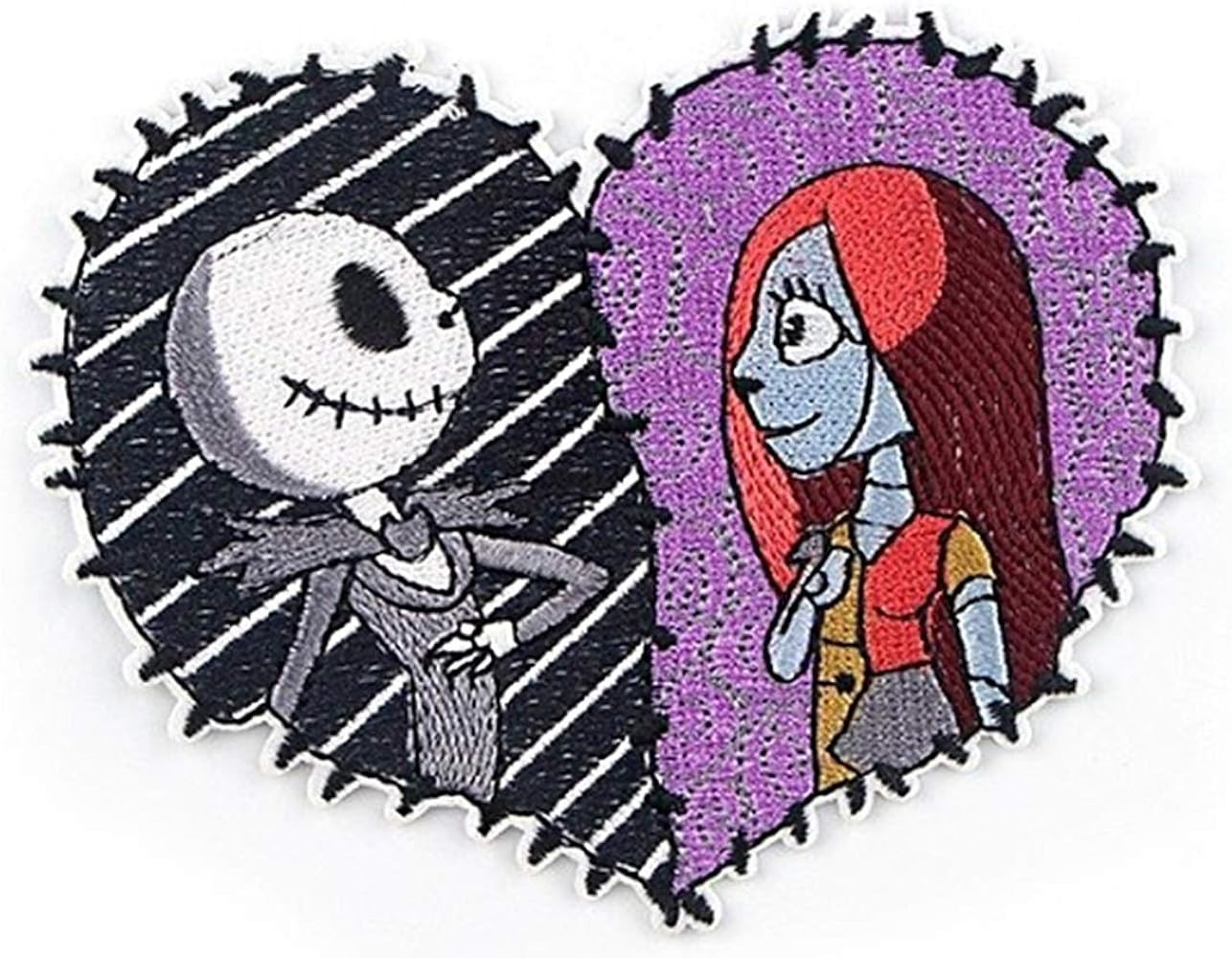Jack and Sally Purple and Black Heart Embroidered 3.5 Inches Tall Patch | Amazon (US)