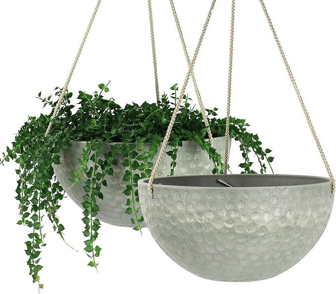 LA JOLIE MUSE 10 Inch Hanging Planters for Indoor Plants, Outdoor Garden Planter Pots, Storm Gray... | Amazon (US)