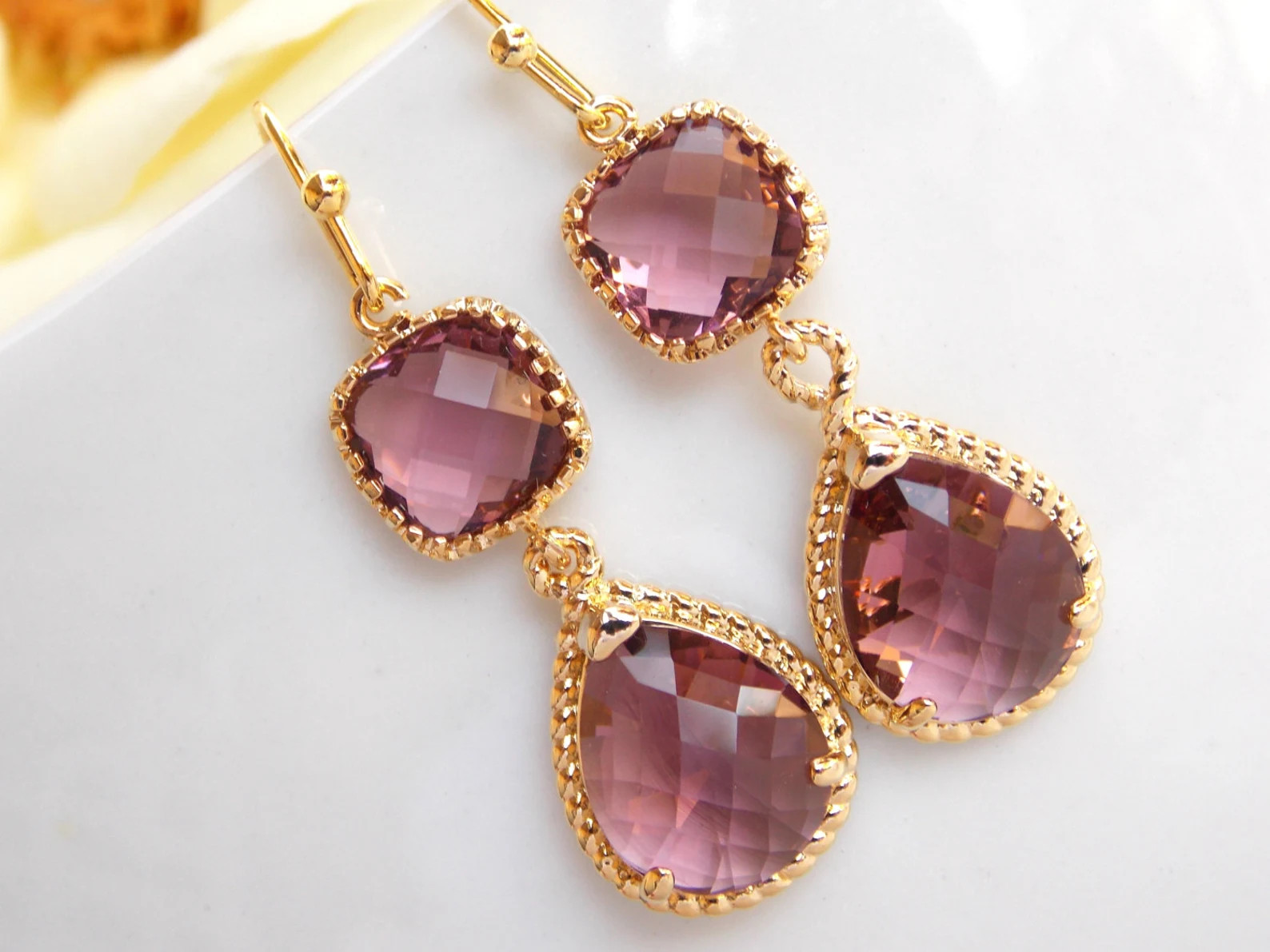 Wedding Jewelry, Plum Earrings, Eggplant, Gold, Burgundy, Purple, Bridesmaid Jewelry, Wedding Gif... | Etsy (Global)