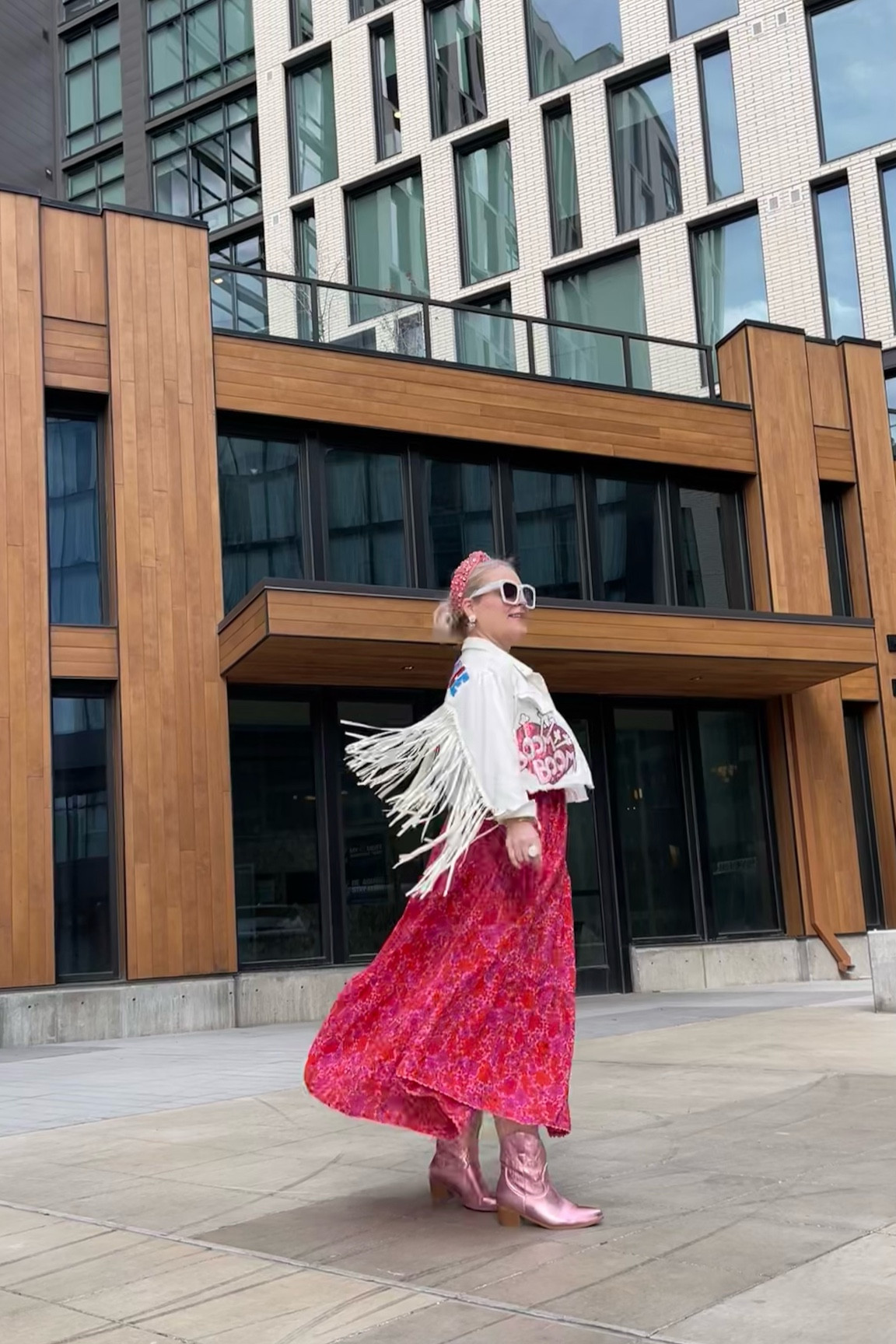 Pretty spring look for cool afternoons in Salt Lake City. Fringe jacket cowgirl boots #ltkover50

#LTKover40