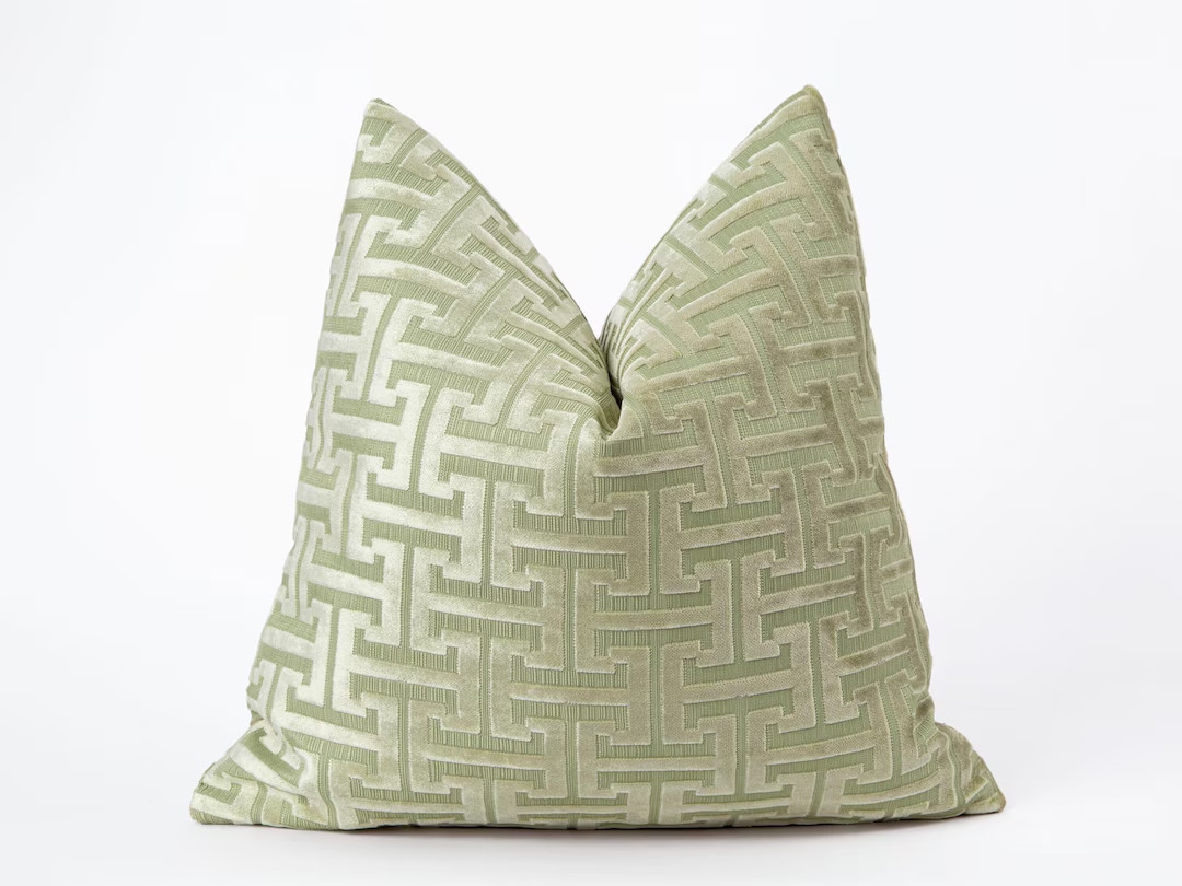 Sage Green Velvet Pillow Cover: Geometric Luxury Throw Cushion, Luxury Home Decor - Etsy | Etsy (US)