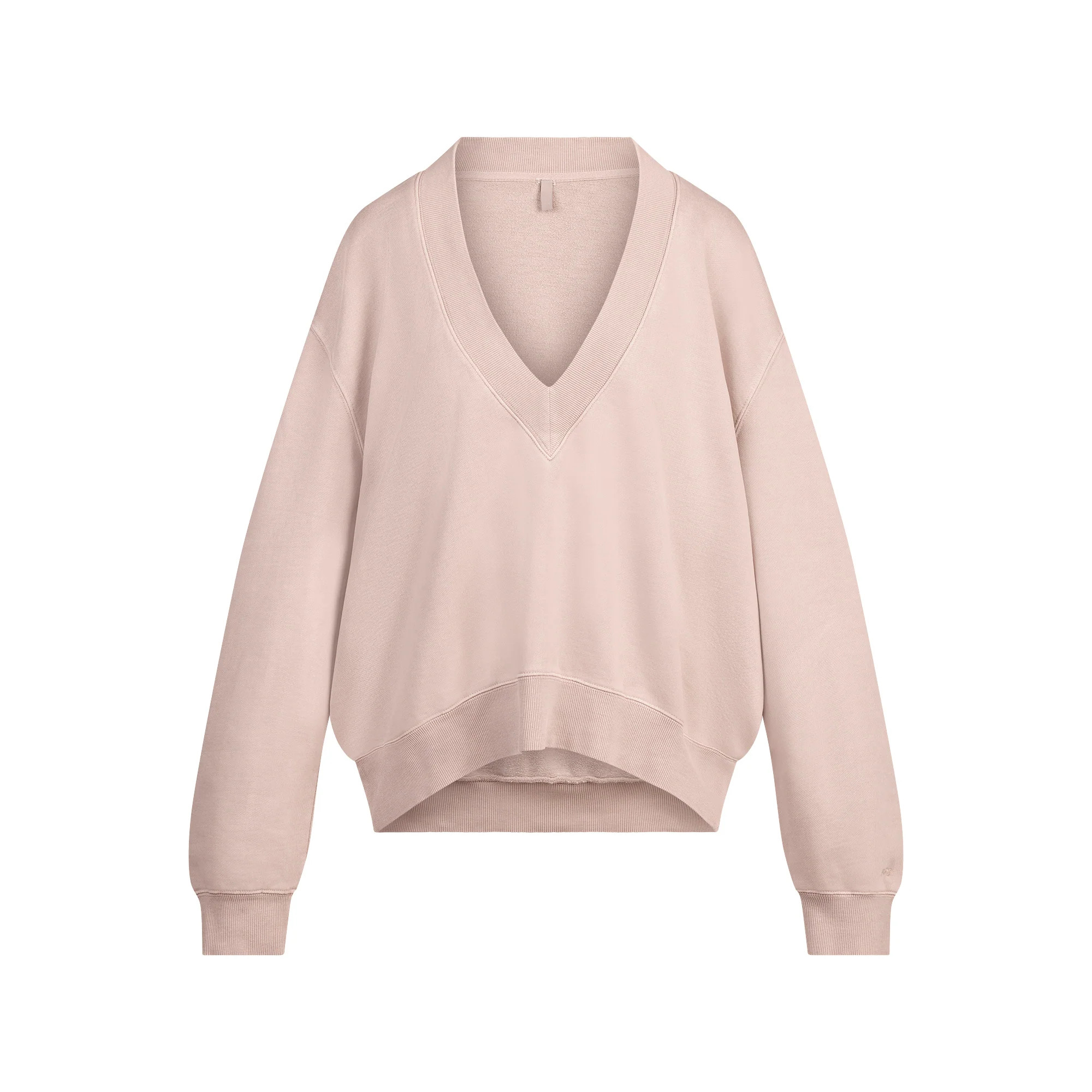 BOYFRIEND FLEECE OVERSIZED V NECK PULLOVER | LIGHT FAWN | SKIMS (US)