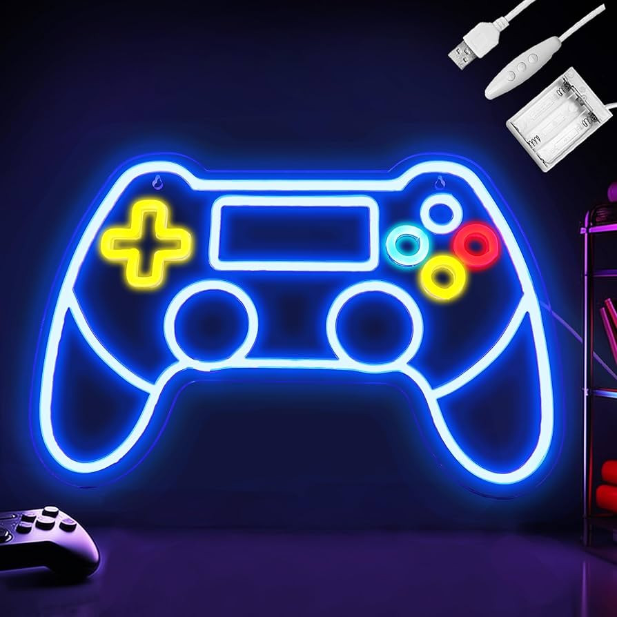 Gamepad Neon Sign, Battery or Usb Powered for Gaming Room Decor, Adjustable Brightness Gamepad Ne... | Amazon (US)