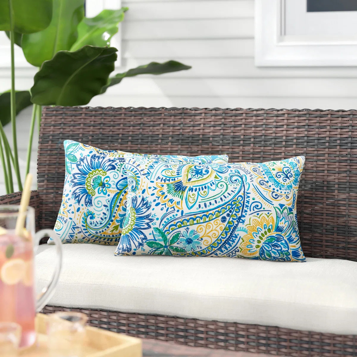 Henrich Indoor/Outdoor Striped Lumbar Pillow (Set of 2) | Wayfair North America