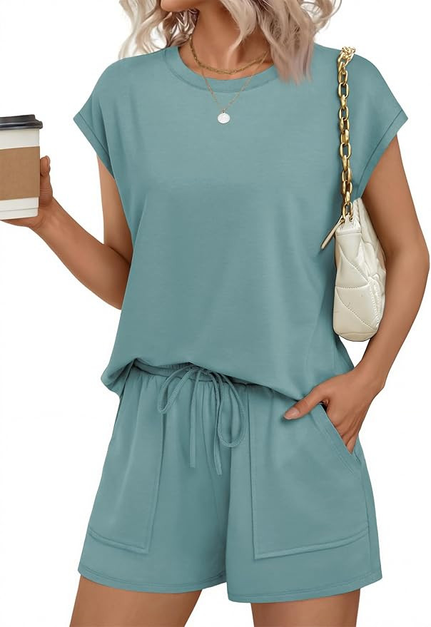 Ekouaer Two Piece Sets for Women Summer Lounge Short Sets with Pocket | Amazon (US)