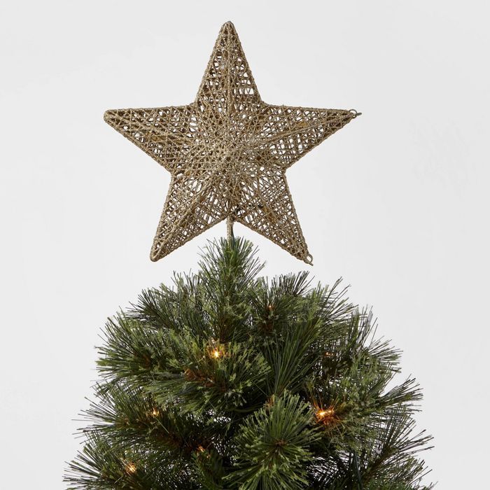 11in Lit Incandescent Glitter String Wrapped Star Tree Topper Gold - Wondershop™ | Target