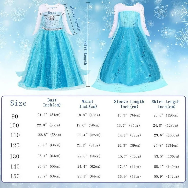 Jurebecia Princess Dress for Girls Birthday Party Blue Dresses up Christmas Halloween Cosplay Cos... | Walmart (US)