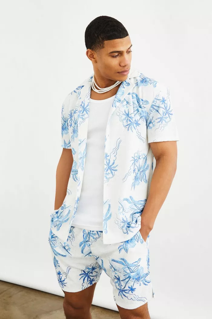 Short Sleeve Towelling Shirt And Short Set | Boohoo.com (US & CA)