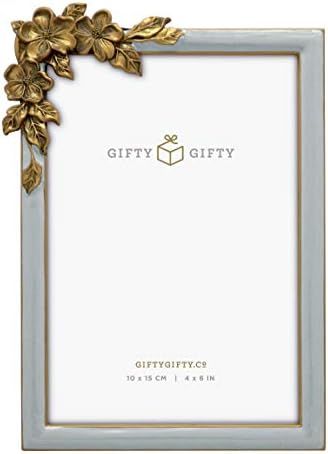 GIFTY GIFTY Vintage Grey Thin Boarder Floral Photo Frame / 4x6 in | for Vertical and Horizontal D... | Amazon (US)
