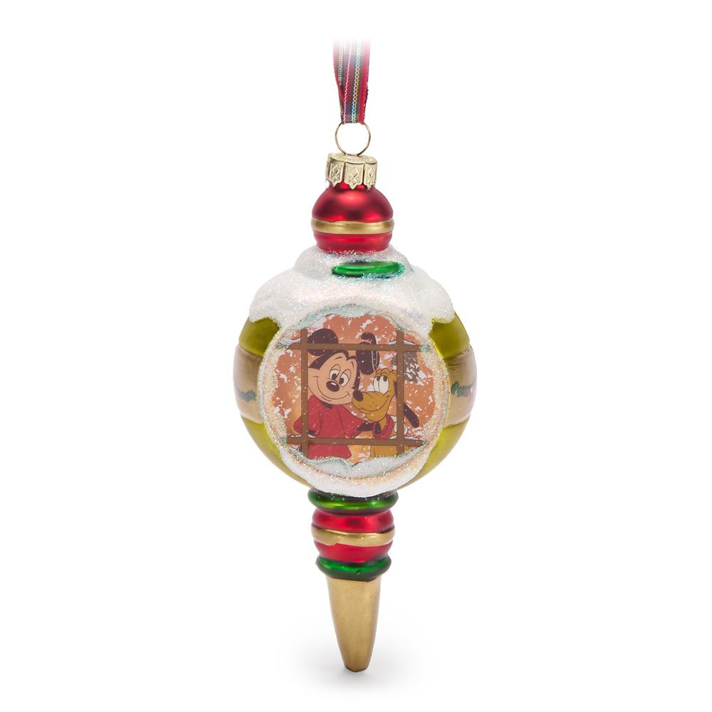 Mickey Mouse and Pluto Glass Droplet Ornament \u2013 Pluto's Christmas Tree | Disney Store
