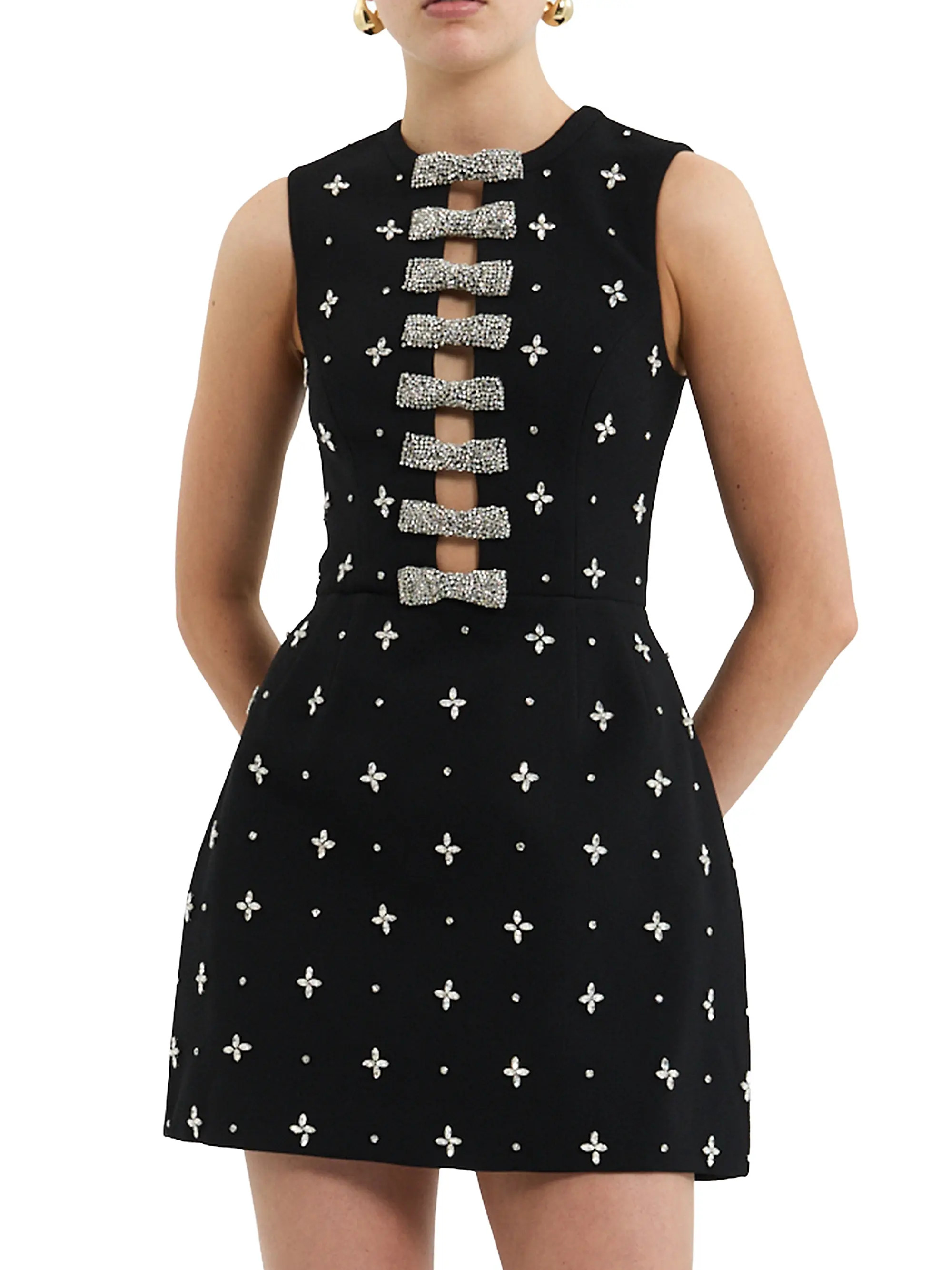Piper Embellished Bow Stretch-Crepe Minidress | Saks Fifth Avenue