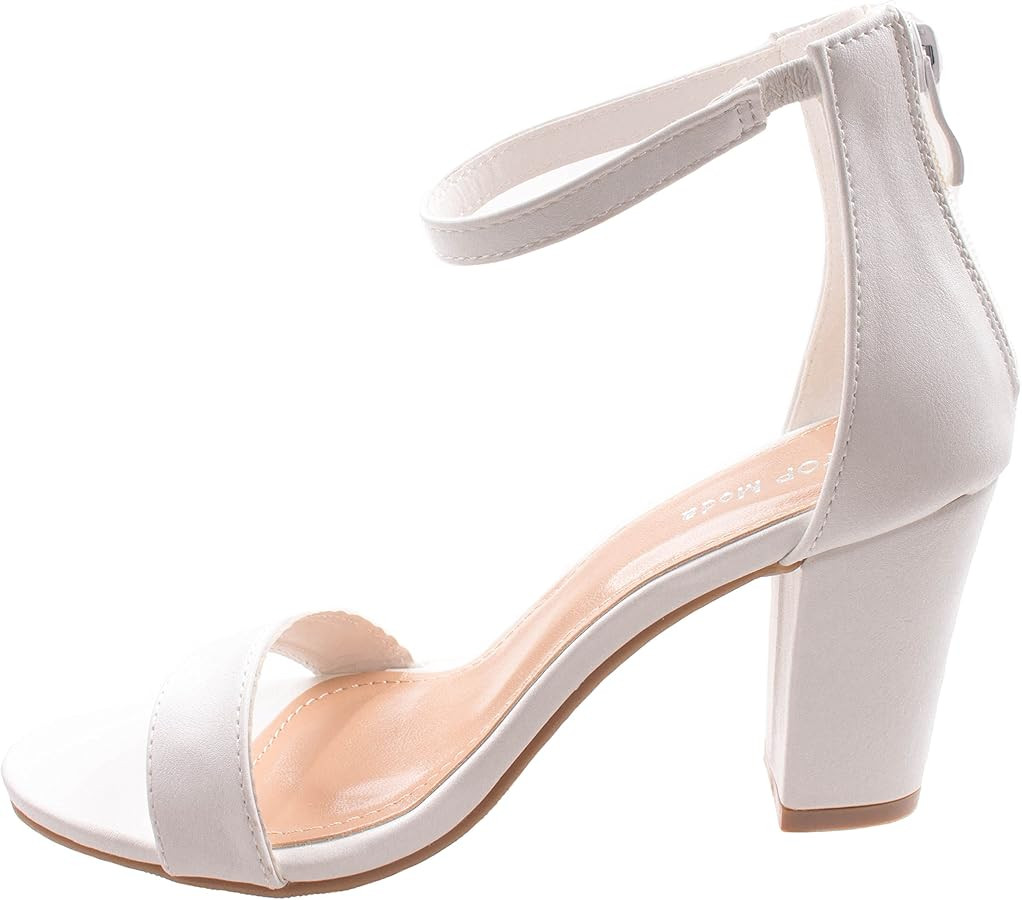 Over the Toe Strap Ankle Wrap Strap Heel Open Toe Medium Heel, White, 8 | Amazon (US)