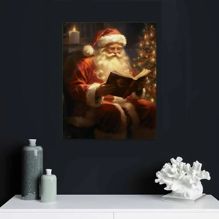 ONETECH Vintage Christmas Wall Art Home Decor Santa Claus Snowman Poster Canvas Print Christmas T... | Walmart (US)