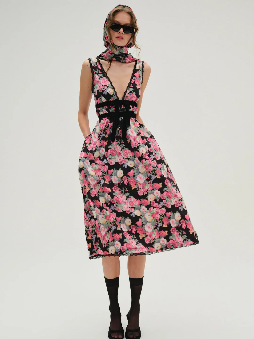 Mistletoe Bouquet Taffeta Midi Dress | For Love & Lemons