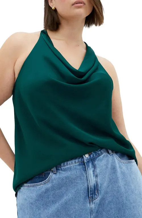 City Chic Chloe Cowl Neck Satin Top in Jade at Nordstrom | Nordstrom