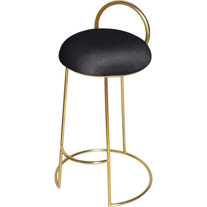 Meridian Furniture Ring Soft Black Velvet Counter Stool in Brushed Gold Finish | Walmart (US)