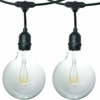 AQLIGHTING 7 Light 35 ft. Outdoor Plug-in LED Giant Globe String Light OSL-GE40-7-35 - The Home D... | The Home Depot