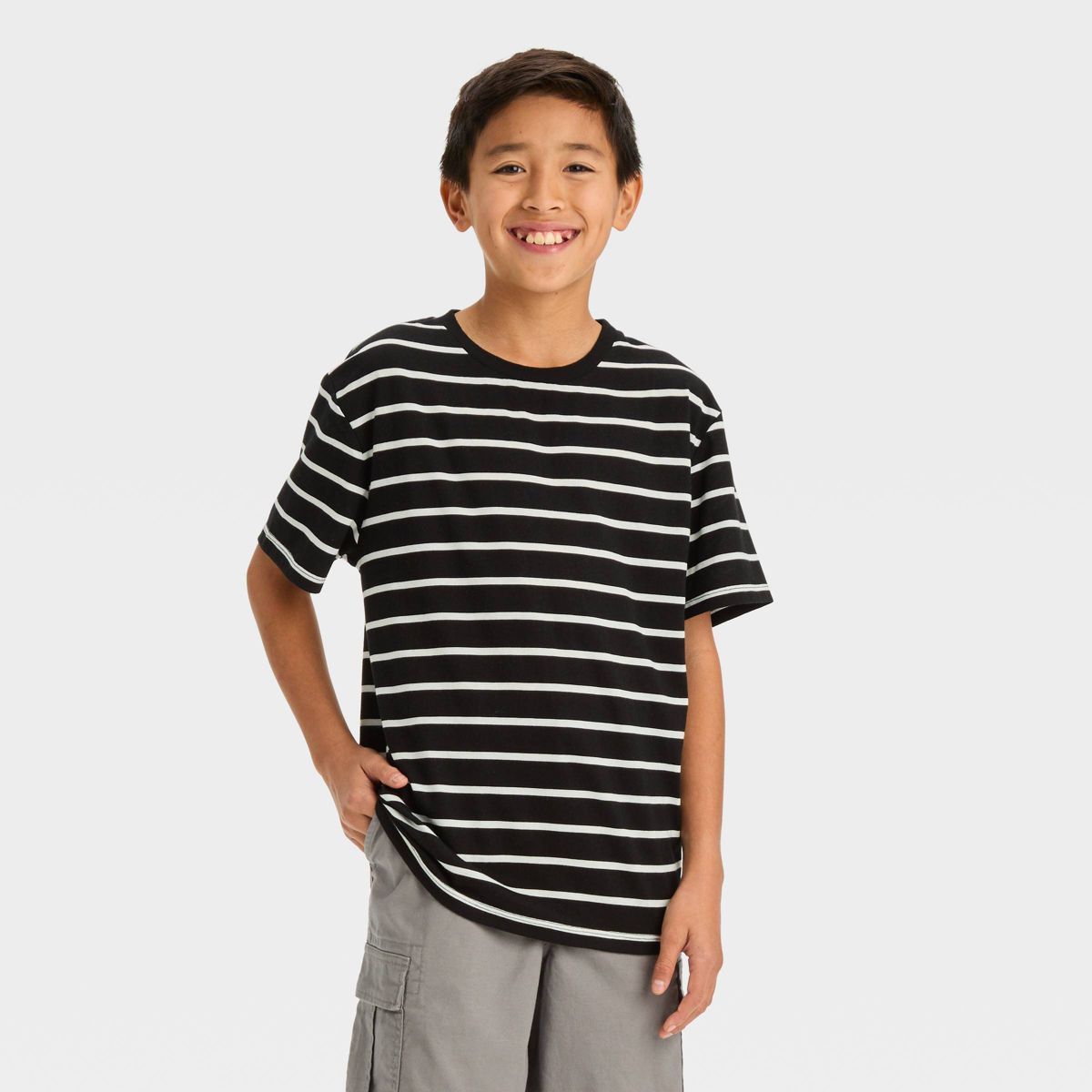 Boys' Short Sleeve Graphic T-Shirt with Horizontal Striped - art class™ Black | Target