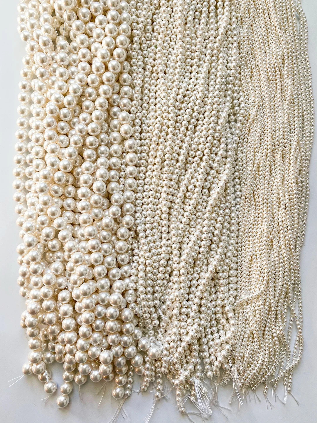 NEW SIZES~ Round Shell Pearl, Shell Pearl, 3mm, 4mm, 6mm, 8mm, 12mm White Loose Pearl Beads, Grad... | Etsy (US)