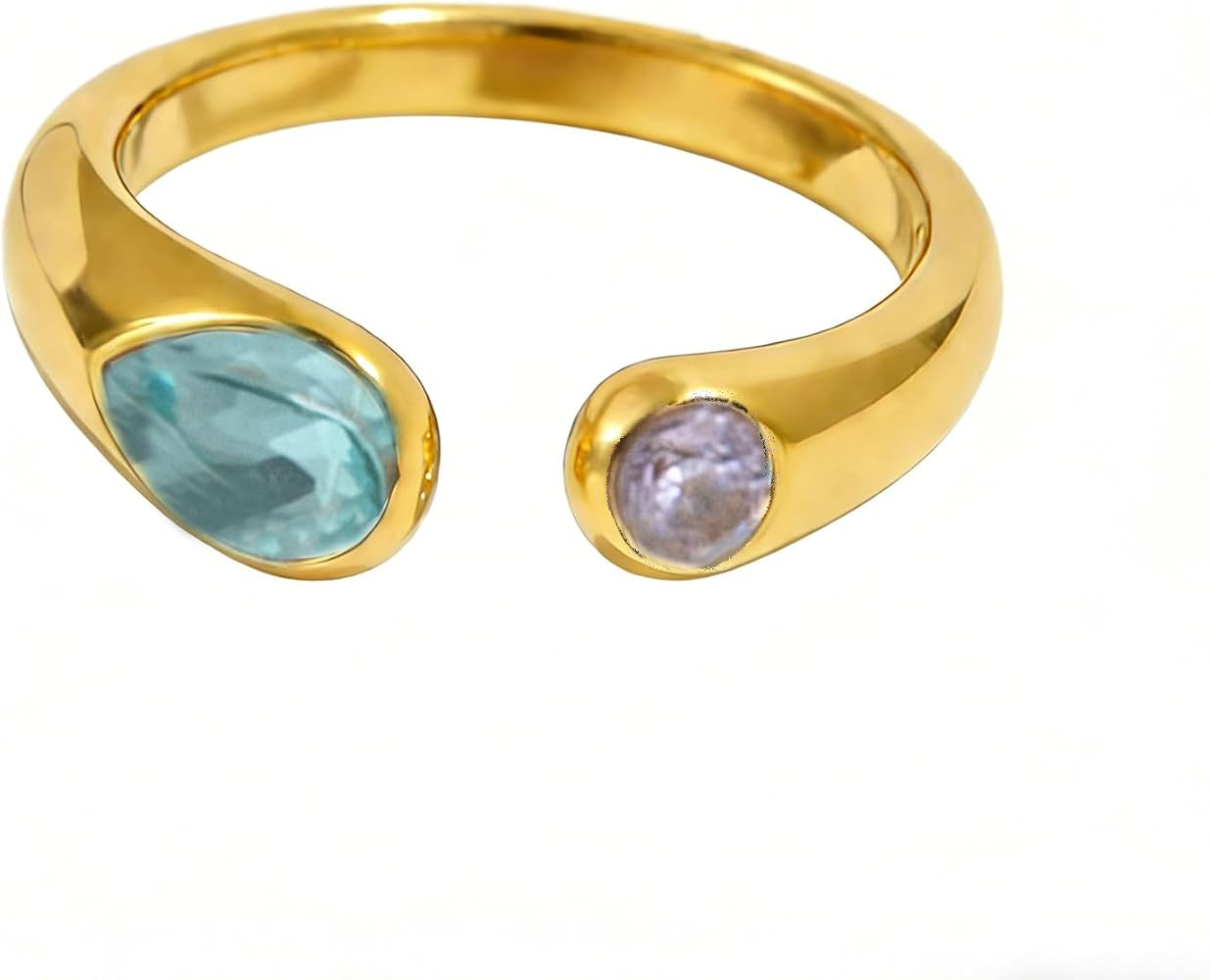 Birthstone Adjustable Thumb Ring for Women - 18K Gold Plated Open Geometric Rings, Engagement Wed... | Amazon (UK)