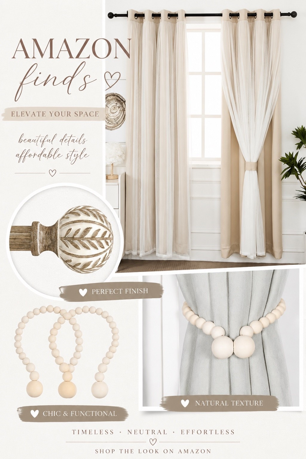 Amazon Curtain Finds That Instantly Elevate Your Space 🤍

These affordable Amazon curtain finds completely transformed the look of my space! ✨ From elegant curtain rods to neutral wooden bead tiebacks, these simple upgrades add warmth, texture, and a designer-inspired touch without the designer price tag.

If you’re looking to give your windows a cozy, elevated look, these are definitely worth adding to your cart. 🤍

🛍️ Shop all my favorite finds through the link in my bio.

#AmazonFinds #HomeDecorFinds #NeutralHomeDecor #CurtainIdeas #AffordableHomeDecor