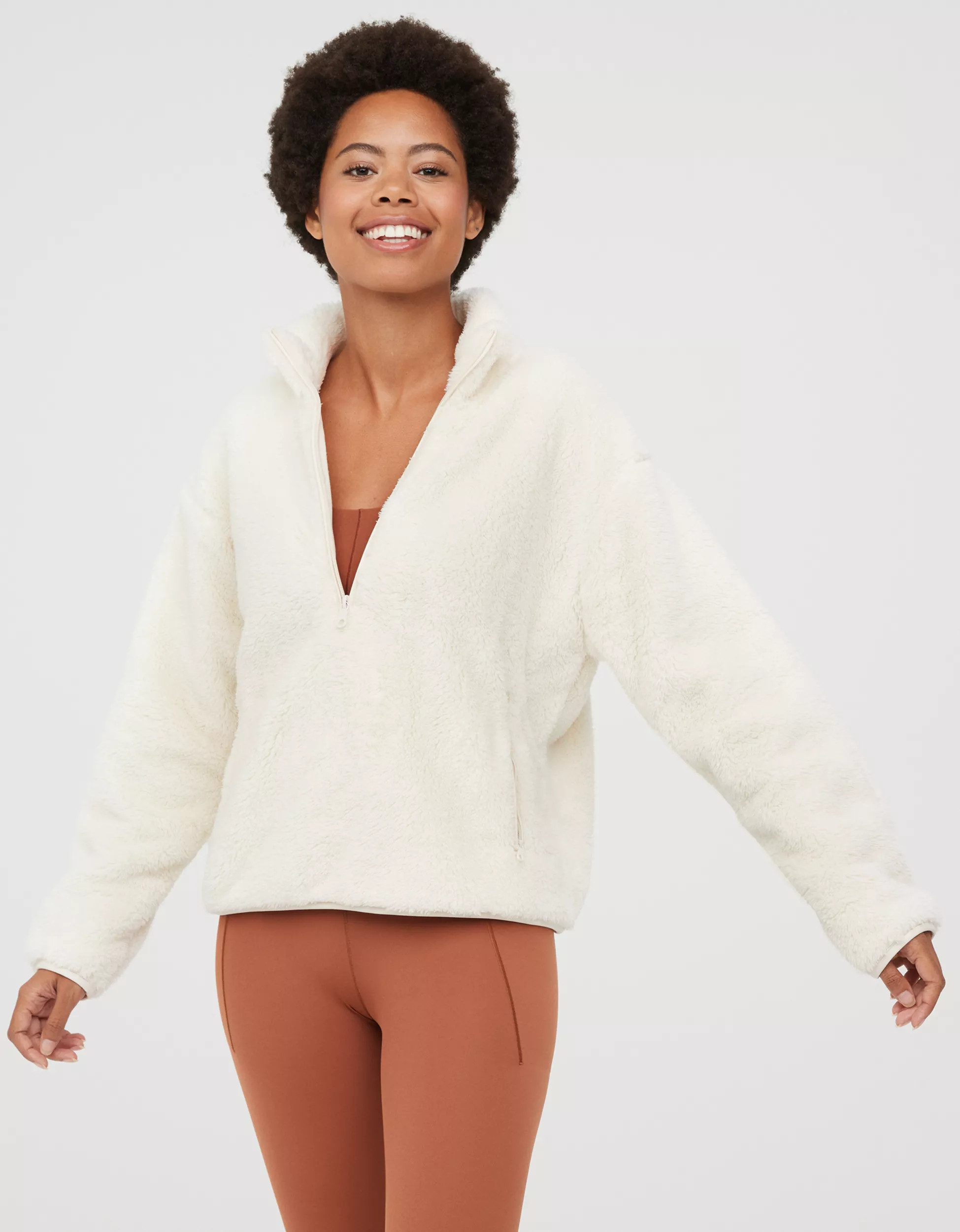 OFFLINE By Aerie Fluffy Sherpa Quarter Zip Sweatshirt | Aerie