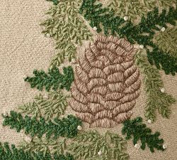 Pinecone Wreath Embroidered Pillow | Pottery Barn (US)