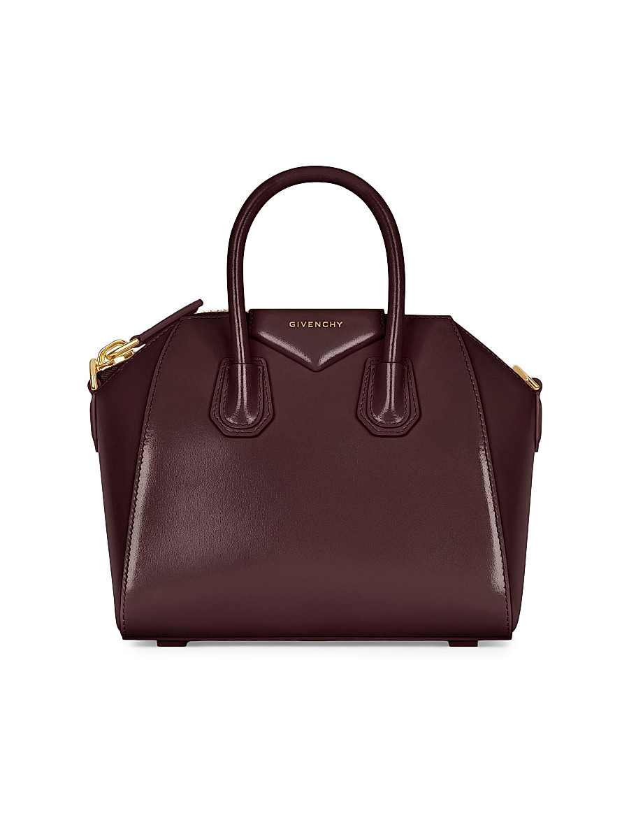 Women's Mini Antigona Top Handle Bag in Box Leather - Burgundy | Saks Fifth Avenue