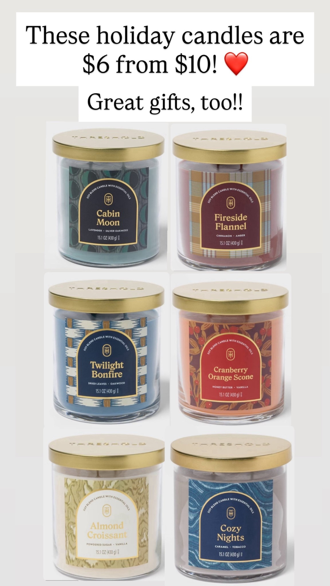 Holiday candles are on sale for six dollars from $10!

#LTKHoliday #LTKSaleAlert #LTKGiftGuide