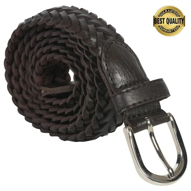 Leatherboss Men's Braided Brown Leather Belt | Walmart (US)