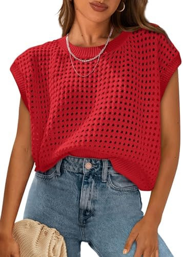 PRETTYGARDEN Womens Spring Tops 2026 Summer Shirts Crochet Cap Sleeve Sweater Pullover Cute Beach... | Amazon (US)