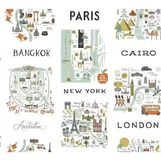 45 sq. ft. City Maps Premium Peel and Stick Wallpaper | The Home Depot