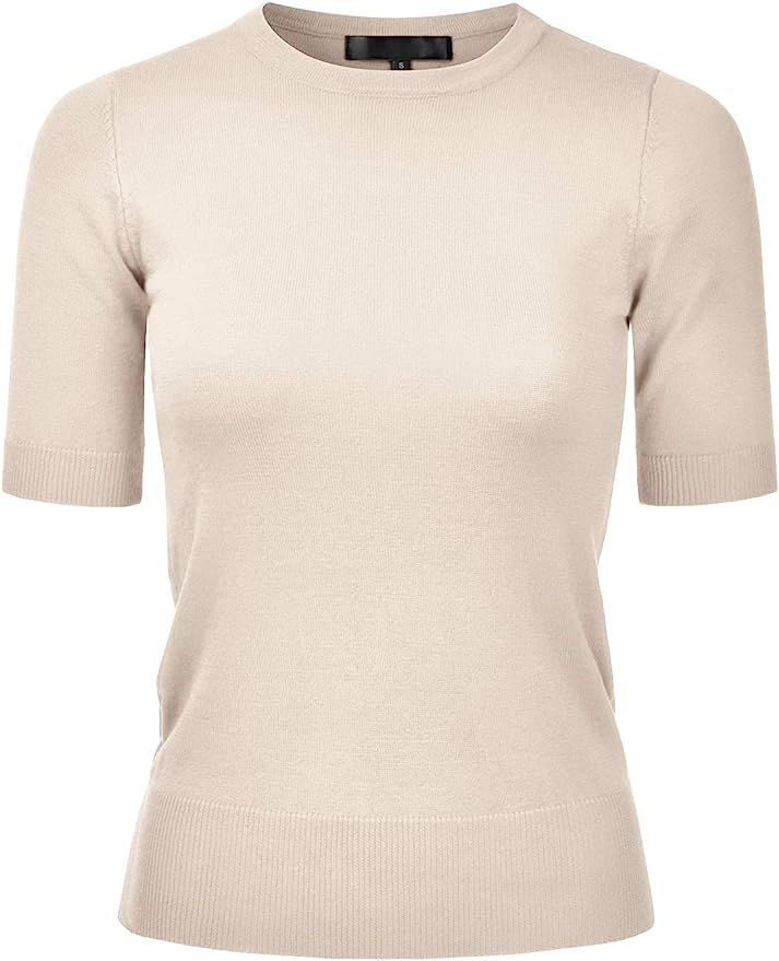EIMIN Women's Crewneck 1/2 Sleeve Slim Fit Pullover Knit Sweater Top (S-XL) | Amazon (US)