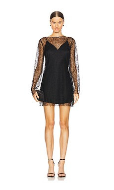 Shona Joy Mona Long Sleeve Mini Dress in Black from Revolve.com | Revolve Clothing (Global)