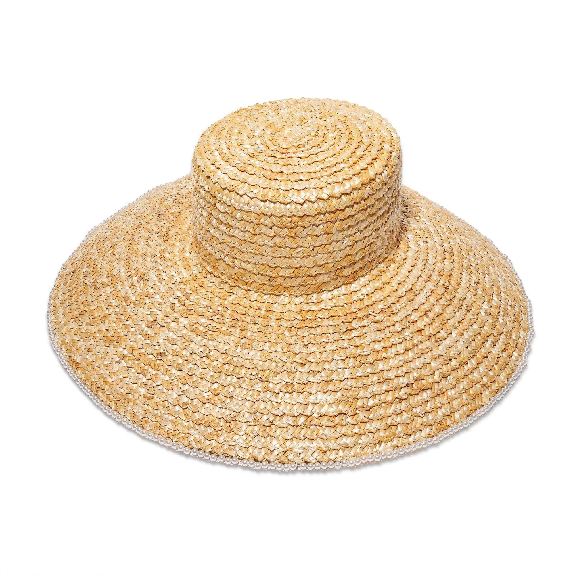 NATURAL PEARL EDGE STRAW HAT | LELE SADOUGHI