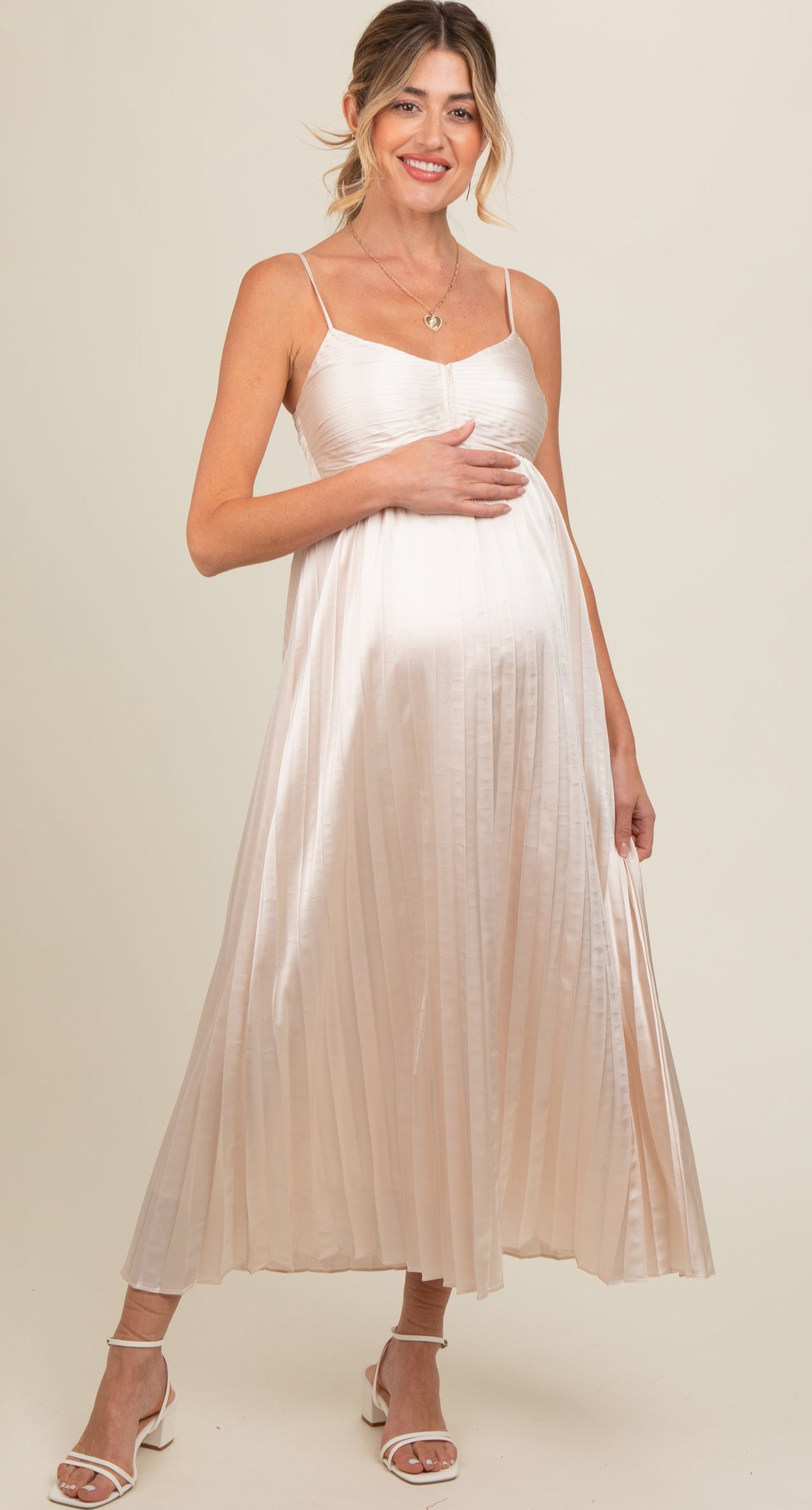 maternity white dress White Lace See-through Thigh-high Slit Maternity Photoshoot Dress, White / M
