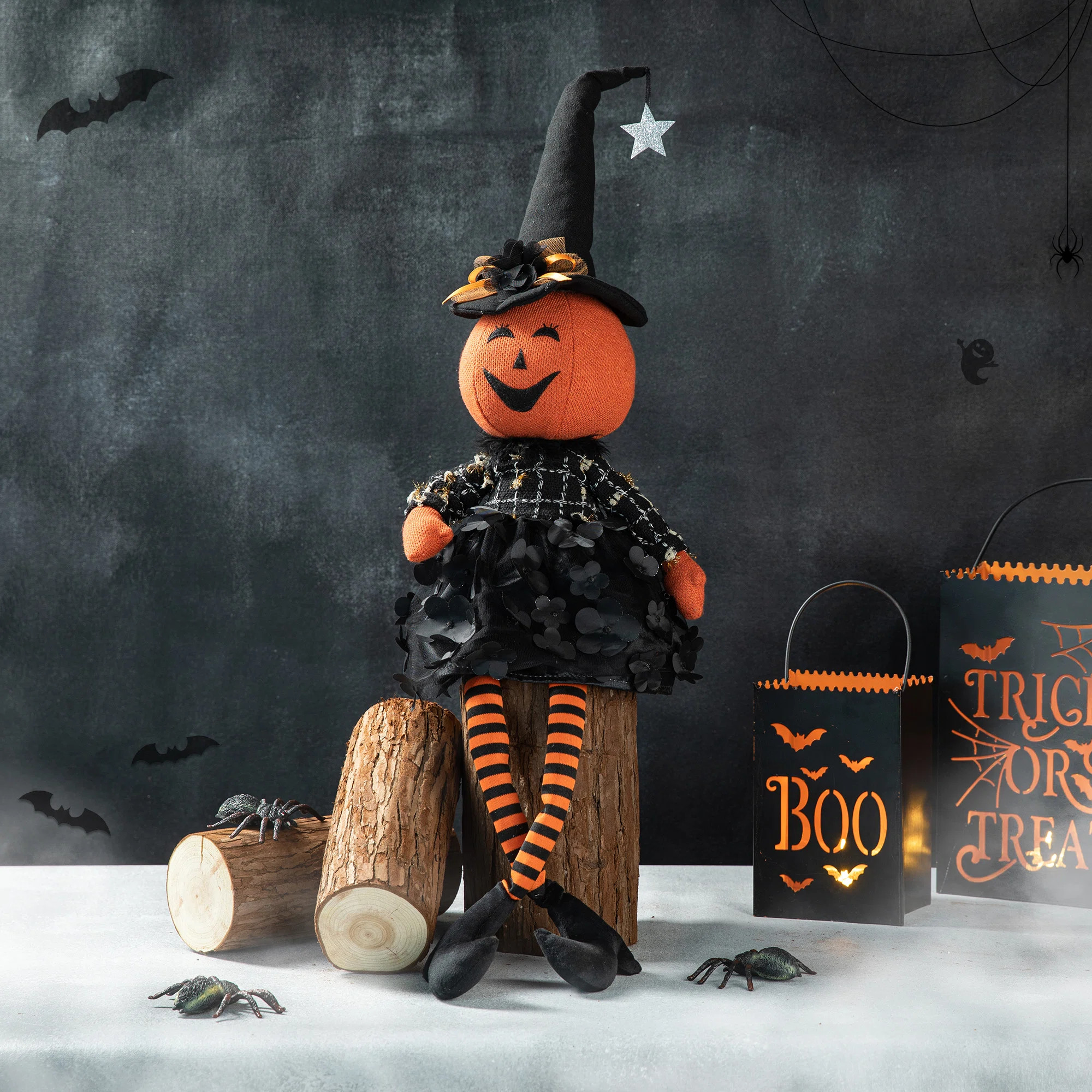 The Holiday Aisle® 30"H Halloween Fabric Dressed Pumpkin Sitter & Reviews | Wayfair | Wayfair North America